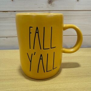 Rae Dunn Mug Ceramic Yellow Fall Y'all in Black Letters